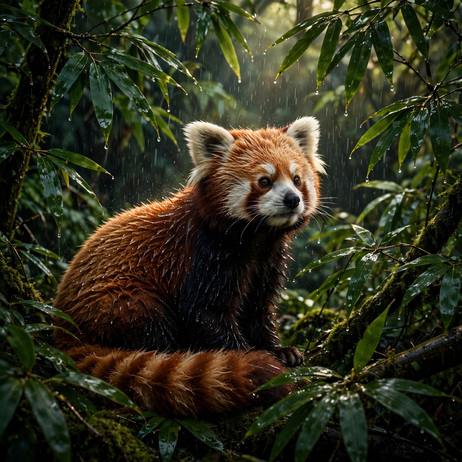 Red Panda Bamboo Canopy Rain Nature Dp WhatsApp DP