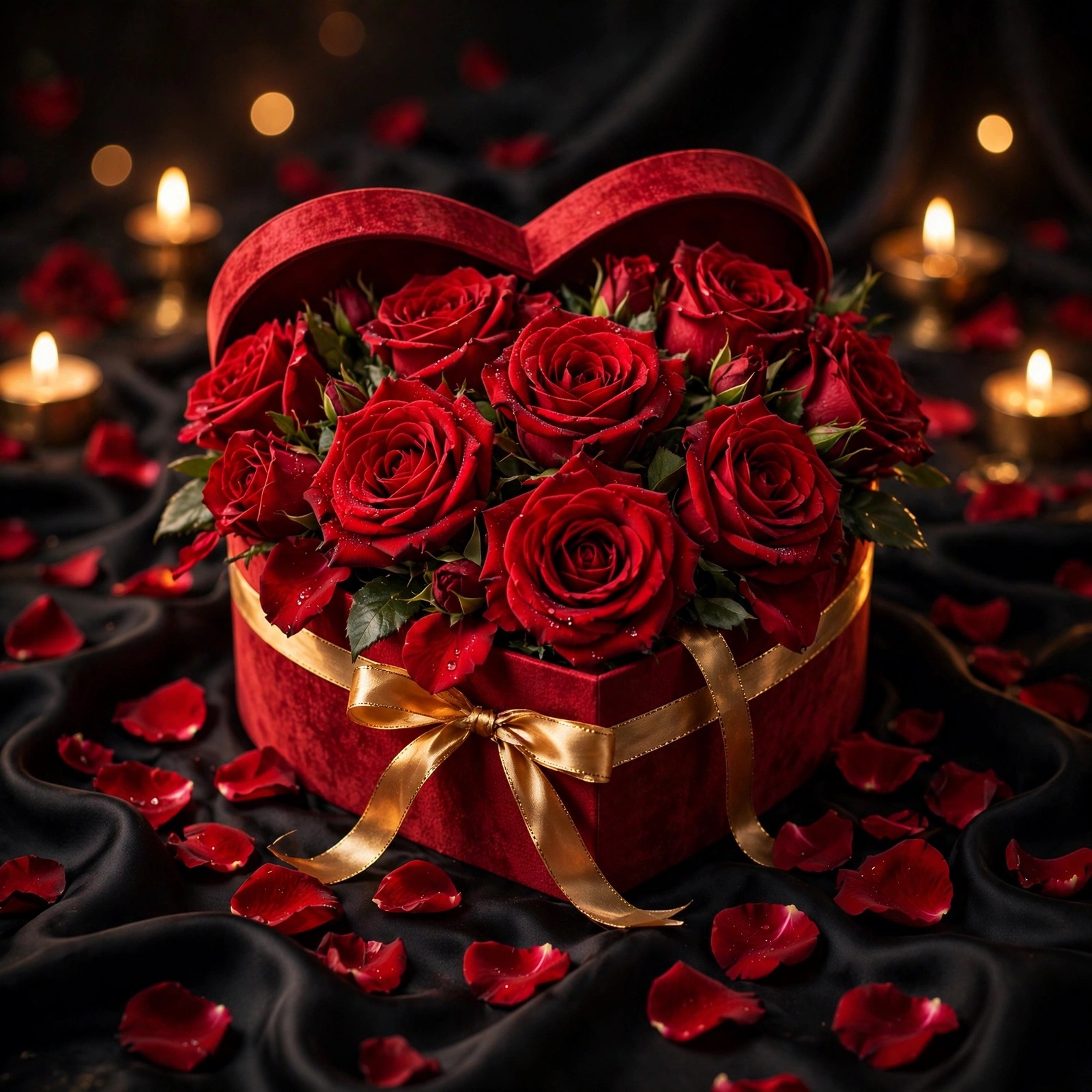 red rose heart box love dp