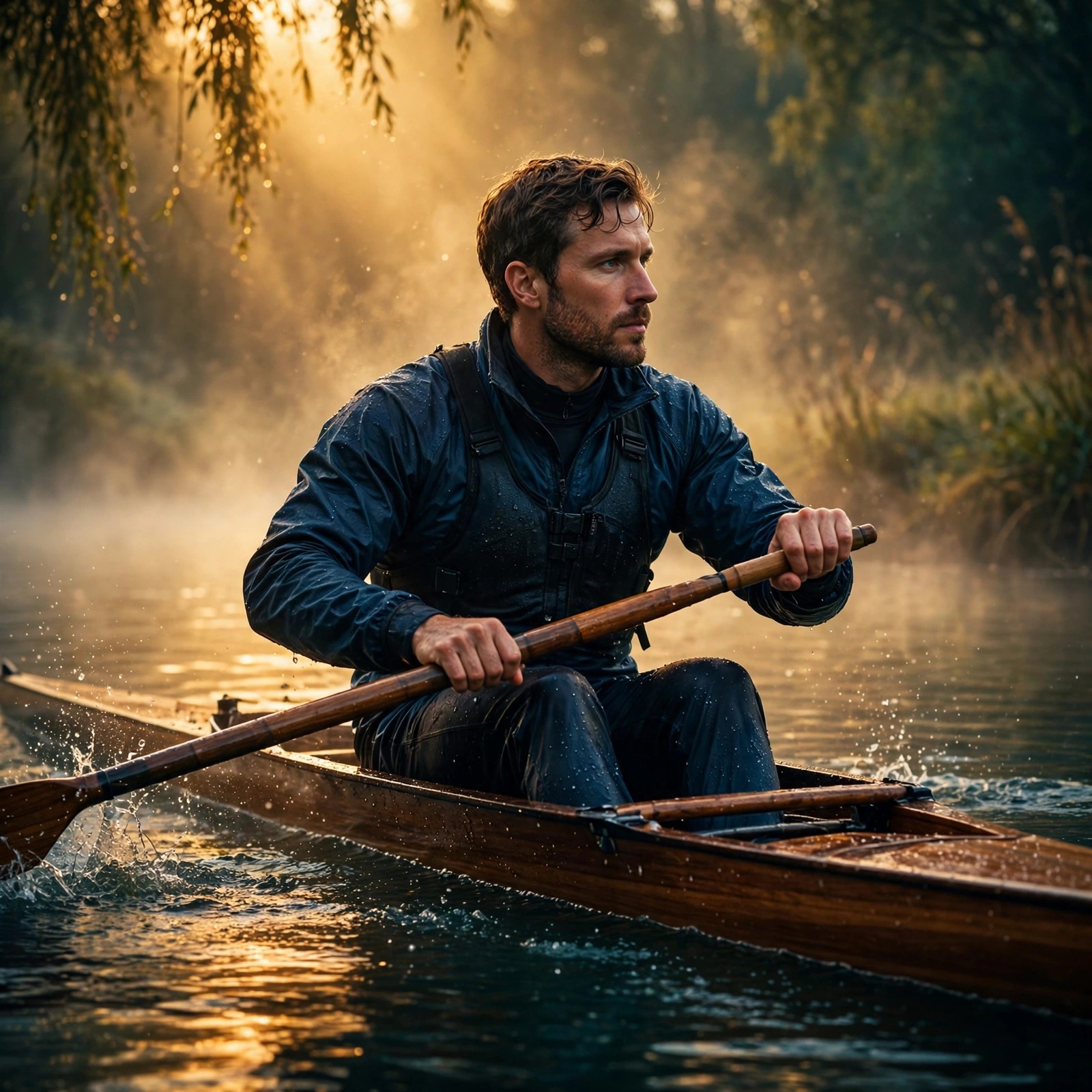 Rower Misty River First Light Motivational Dp WhatsApp DP