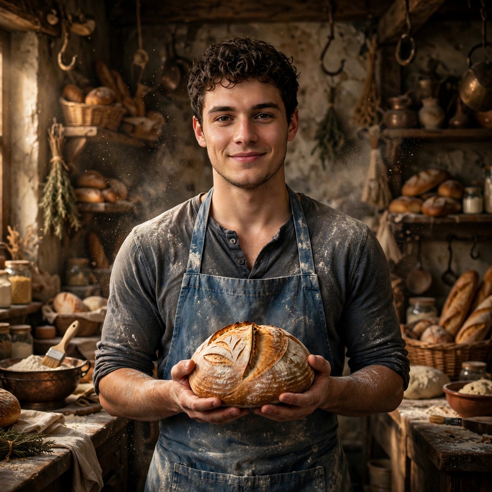Rustic baker bread profile picture — original AI artwork for WhatsApp DP