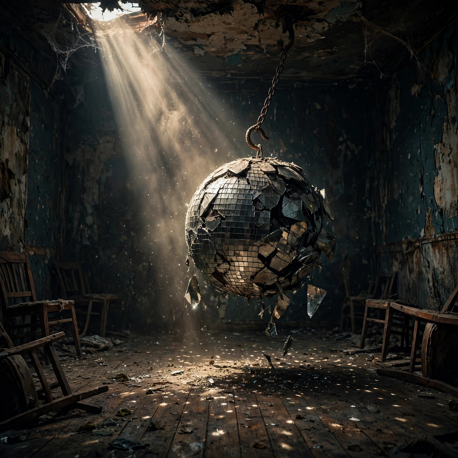 Shattered Disco Ball in an Abandoned Club DP — free sad WhatsApp DP download