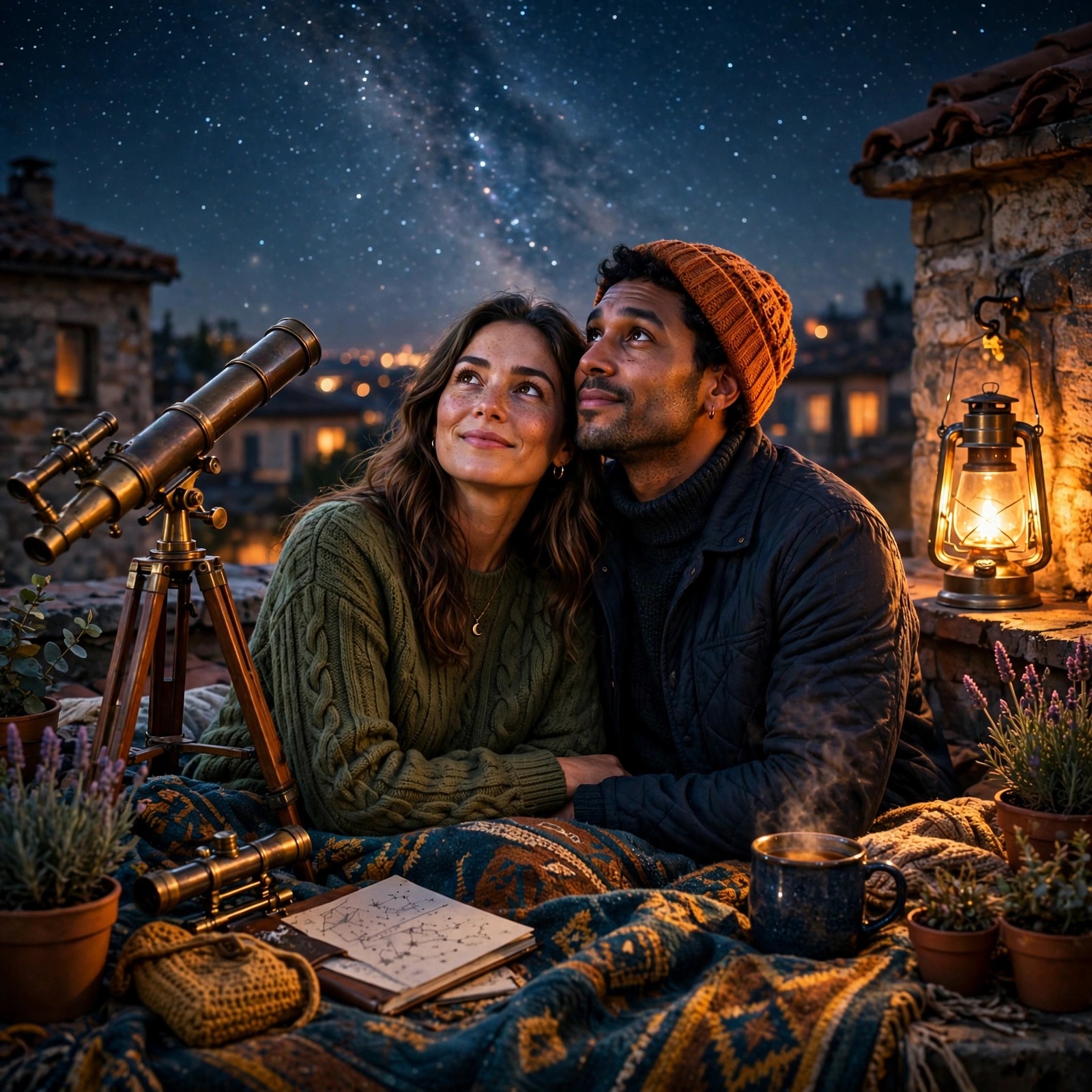 Star Gazing Blanket Rooftop Couple Love Dp WhatsApp DP