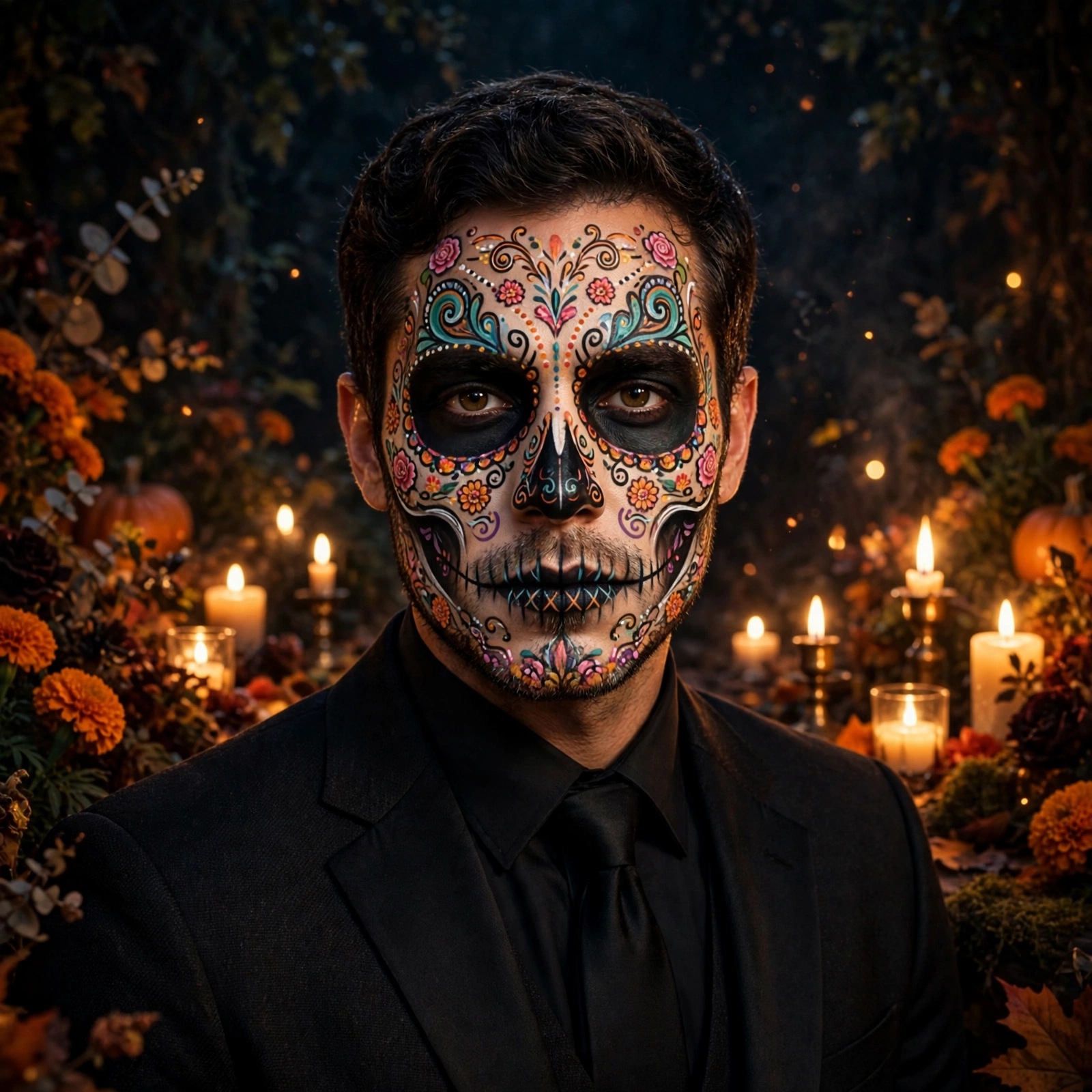 Sugar skull rocker profile picture — original AI artwork for WhatsApp DP