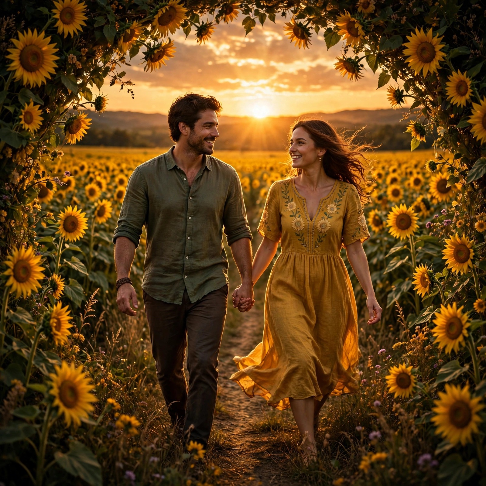 Sunflower Field Golden Couple Love Dp WhatsApp DP