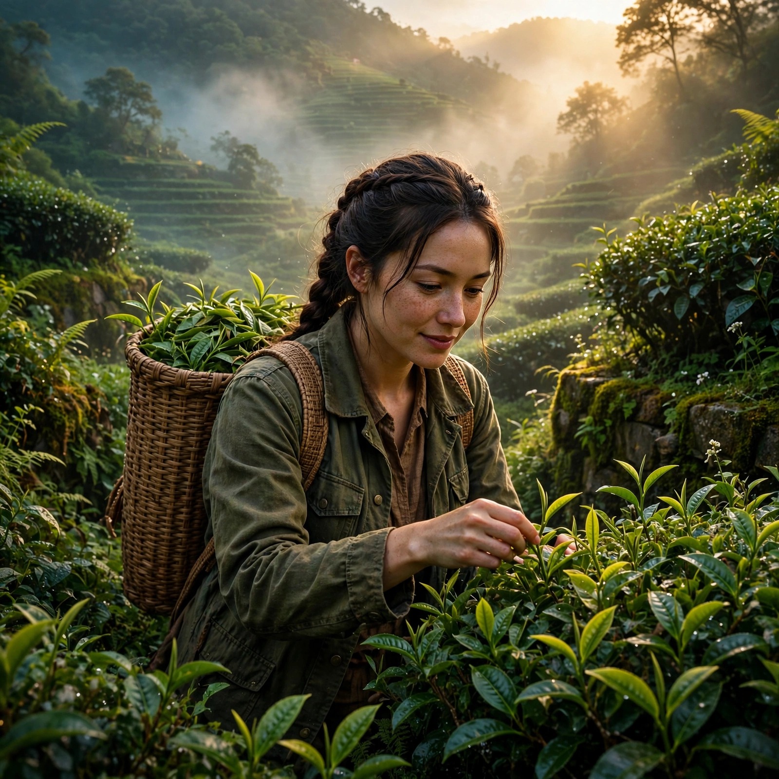 Tea Terrace Picker at Dawn