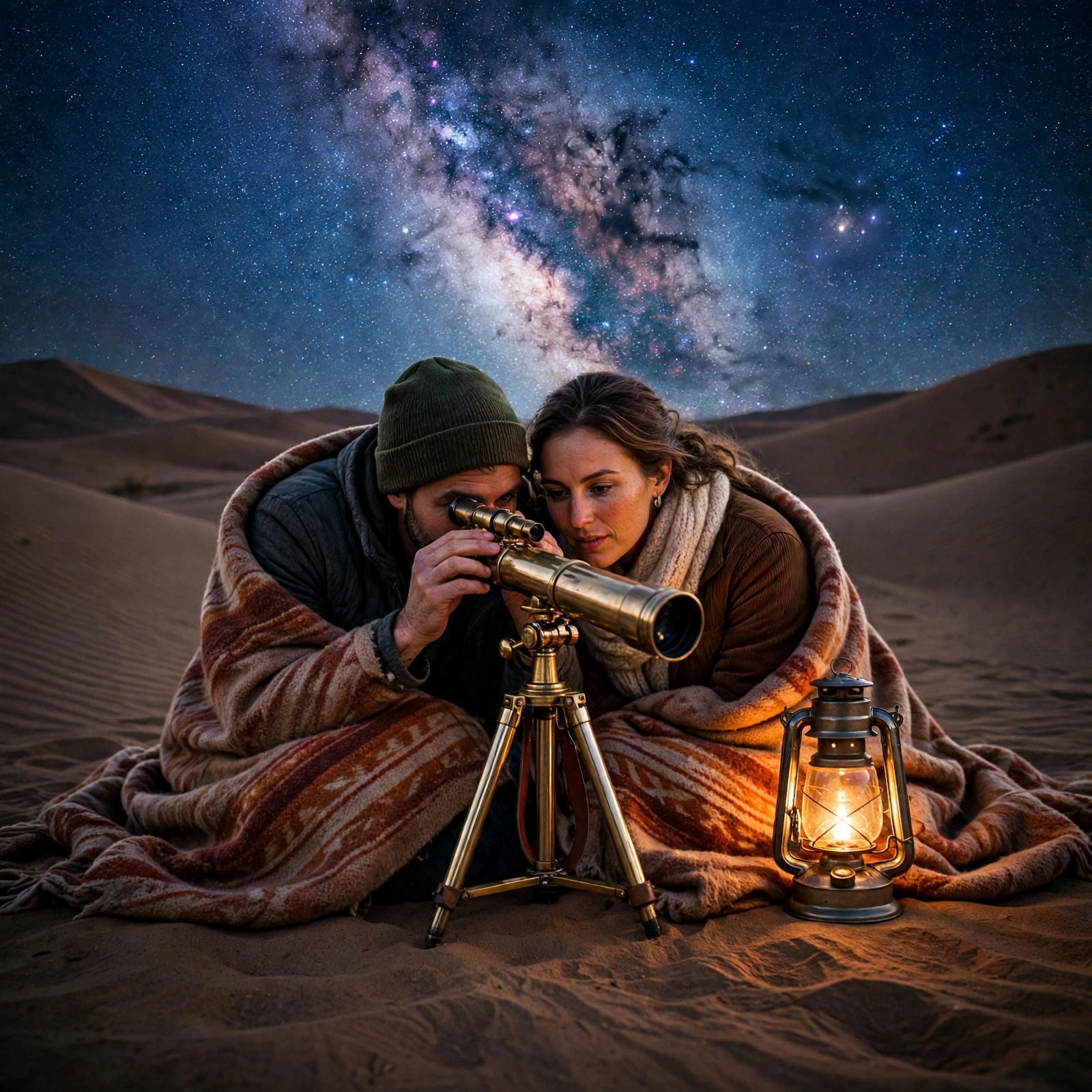 Stargazing With a Telescope in the Desert - free love WhatsApp DP