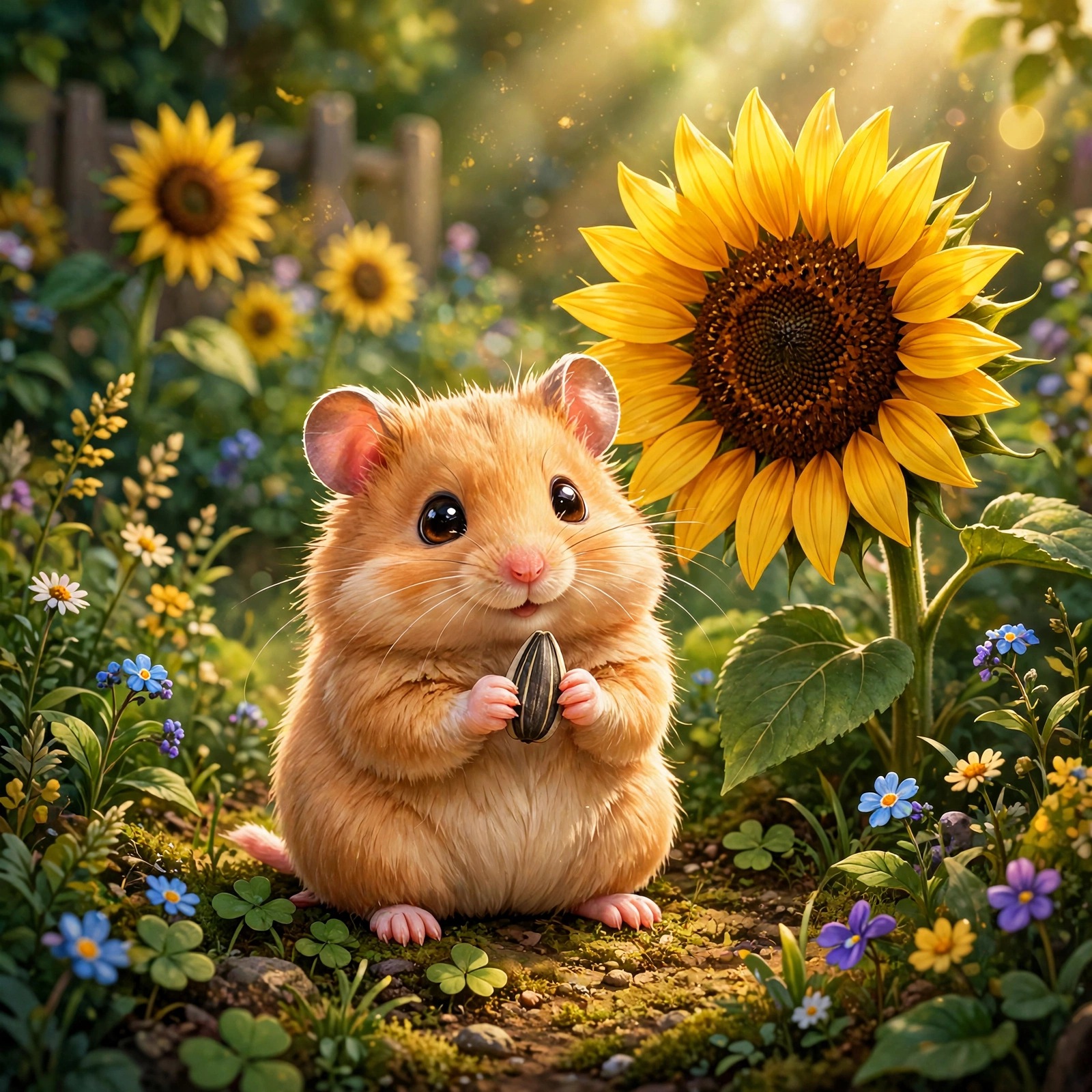 Tiny Hamster with a Sunflower Seed