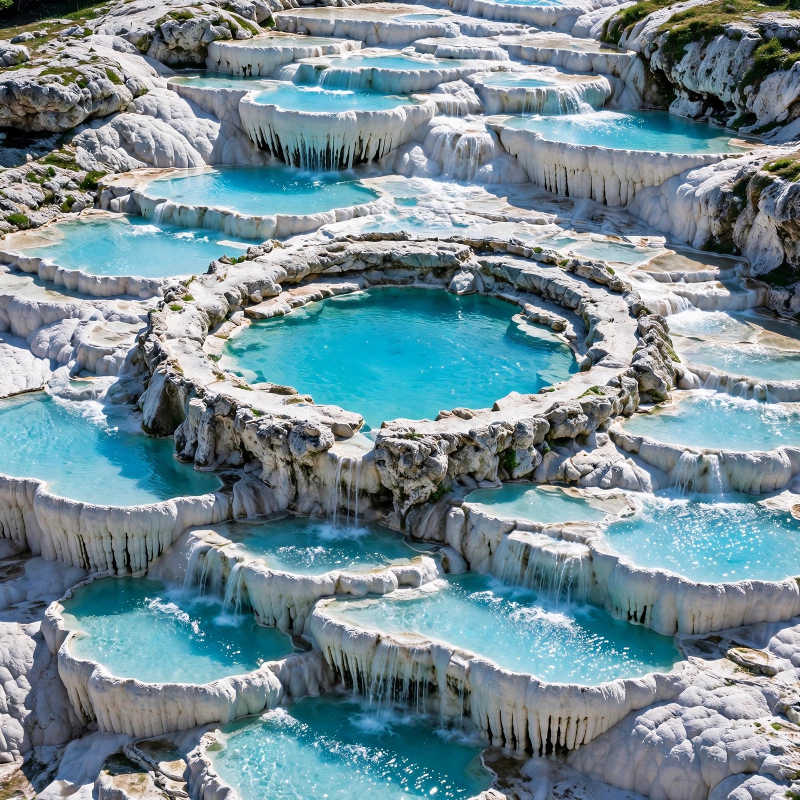 Travertine Terraces and Turquoise Pools