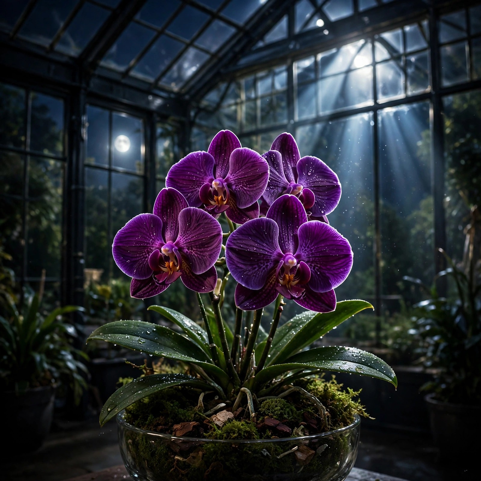 Velvet Orchid in Moonlight Conservatory