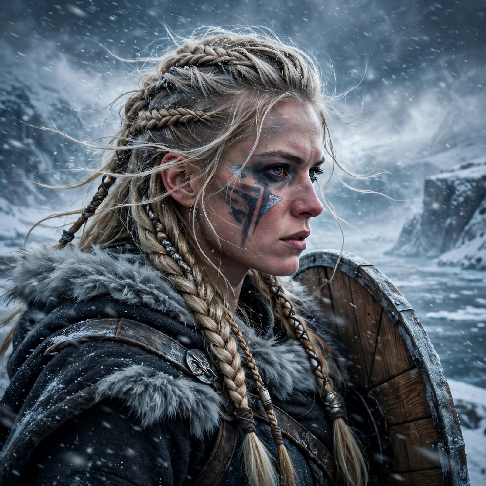 Viking Shieldmaiden in Snowstorm WhatsApp DP for girls - free download