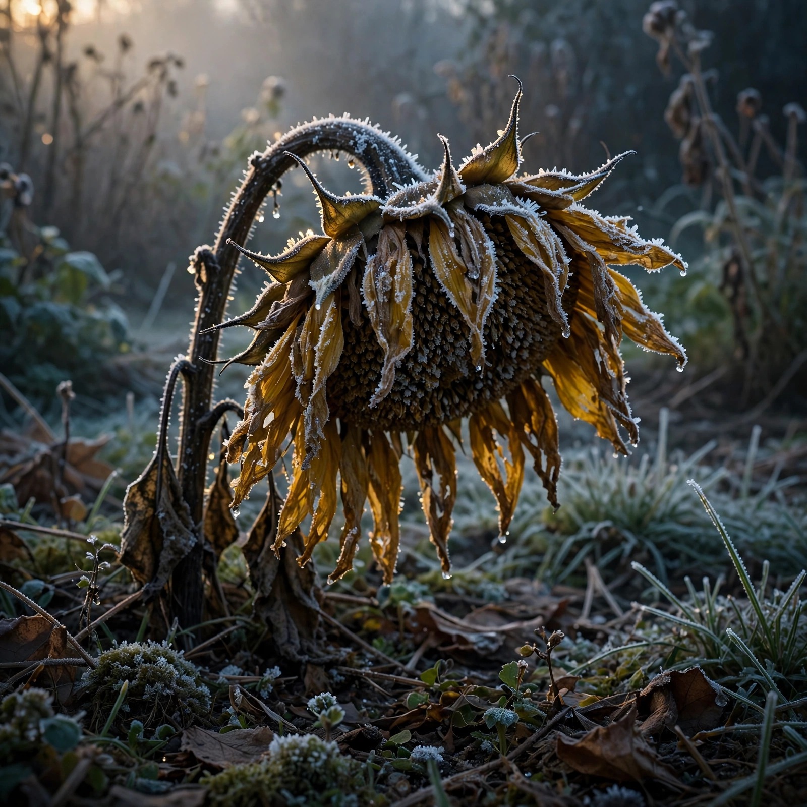 Withered Sunflower Frost Garden Sad Dp WhatsApp DP