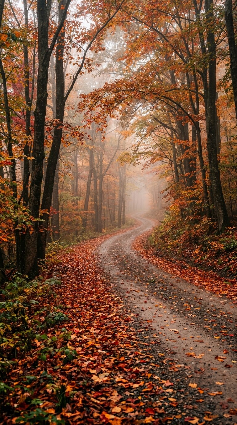 Autumn Forest Road Wallpaper free HD mobile background