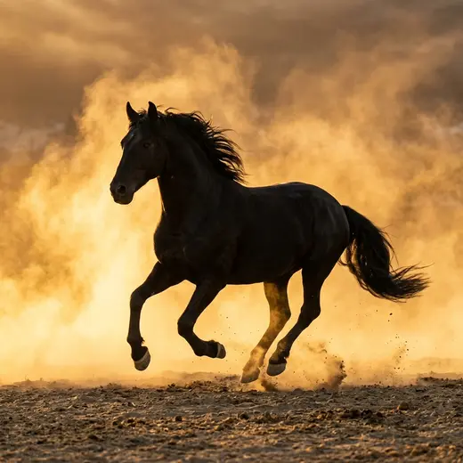 Black Horse Sunset DP free HD WhatsApp profile picture