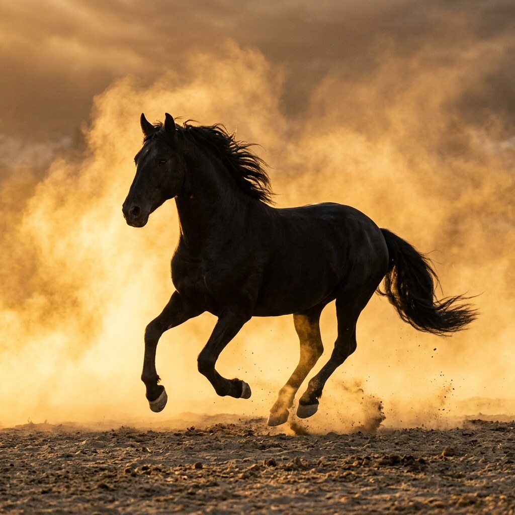 Black Horse Sunset DP free HD WhatsApp profile picture