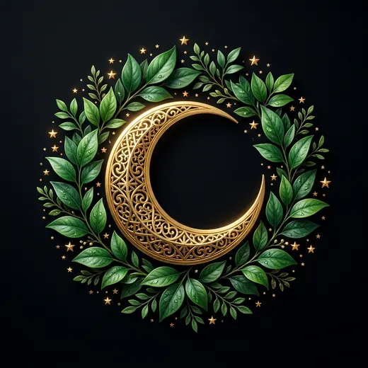Floral Golden Crescent DP free HD WhatsApp profile picture