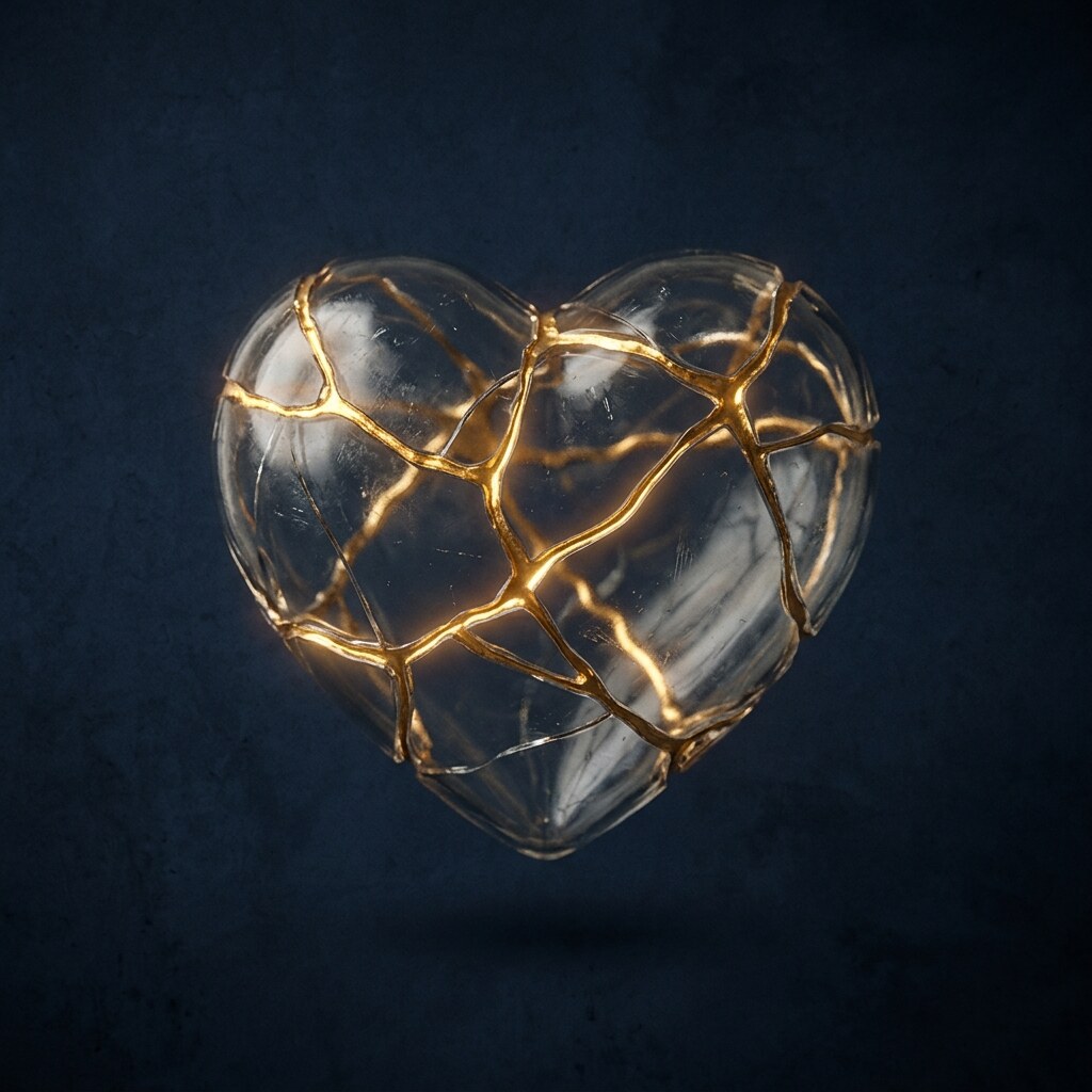 Golden Cracked Heart DP free HD WhatsApp profile picture