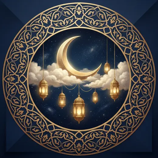 Golden Crescent Lanterns DP free HD WhatsApp profile picture