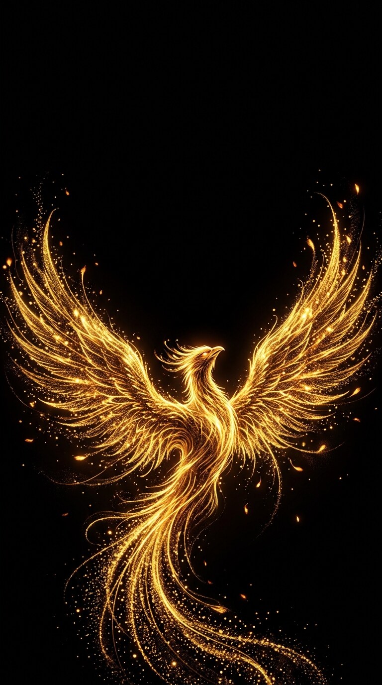 Golden Phoenix AMOLED Wallpaper free HD mobile background
