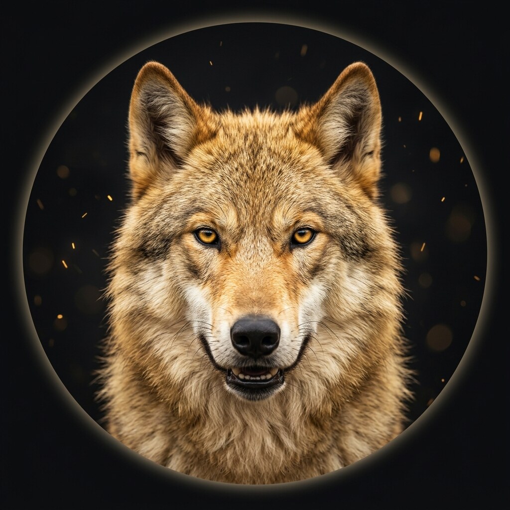 Golden Wolf Portrait DP free HD WhatsApp profile picture