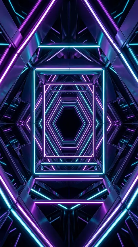 Neon Geometry Tunnel Wallpaper free HD mobile background