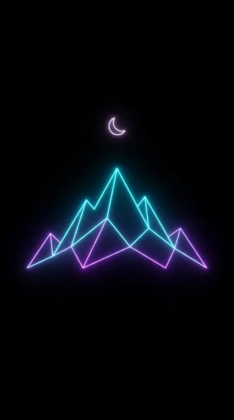 Neon Mountains AMOLED Wallpaper free HD mobile background