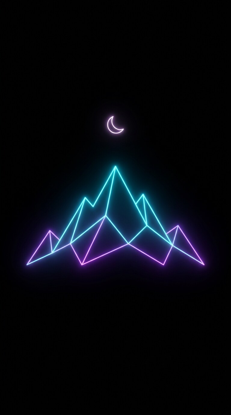 Neon Mountains AMOLED Wallpaper free HD mobile background