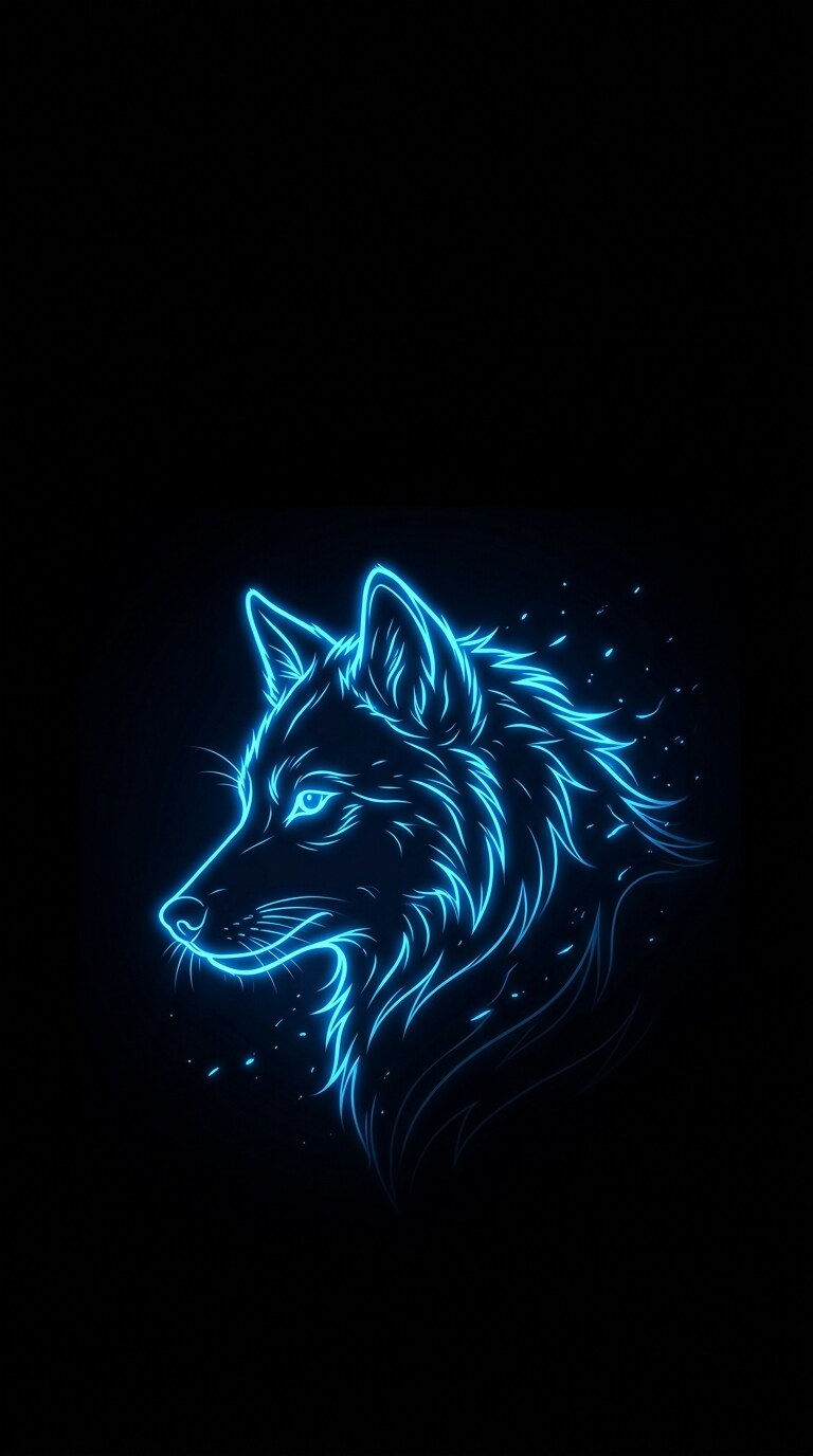 Neon Wolf AMOLED Wallpaper free HD mobile background