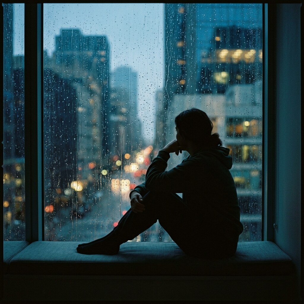 Rainy Window Silhouette DP free HD WhatsApp profile picture