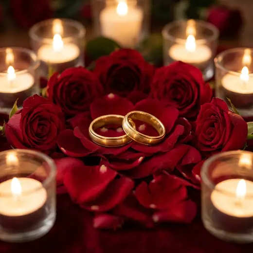 Red Rose Wedding Rings DP free HD WhatsApp profile picture