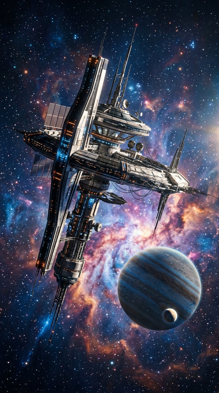 Space Station Planets Wallpaper free HD mobile background
