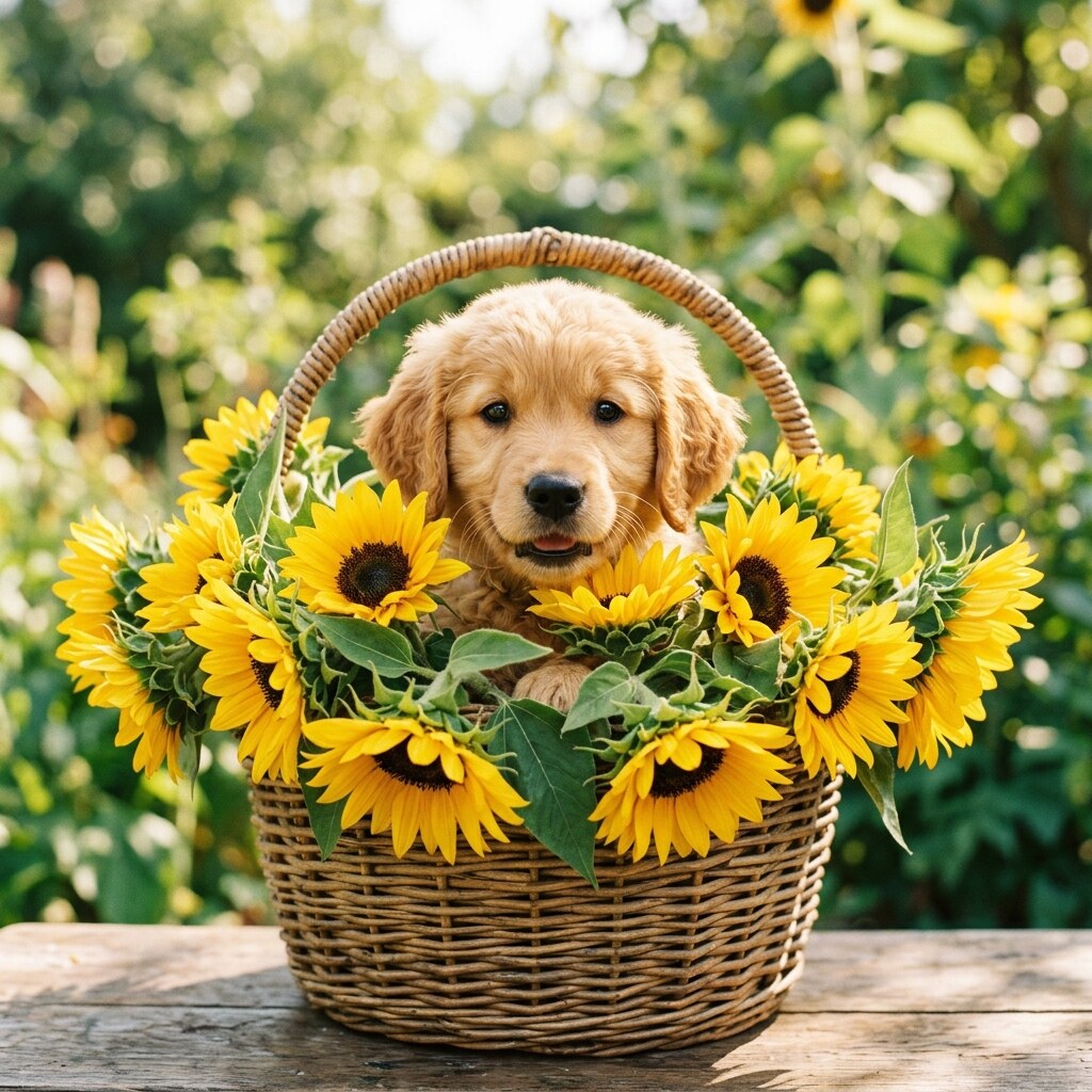 Sunflower Puppy DP free HD WhatsApp profile picture