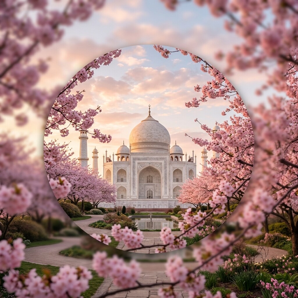 Taj Mahal Cherry Blossoms DP free HD WhatsApp profile picture