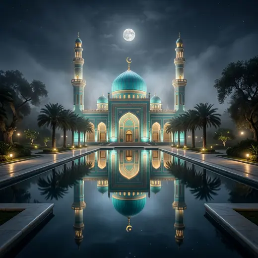 Turquoise Mosque Moon DP free HD WhatsApp profile picture