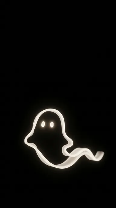 A flowing ivory ribbon of light outlines a friendly ghost on black