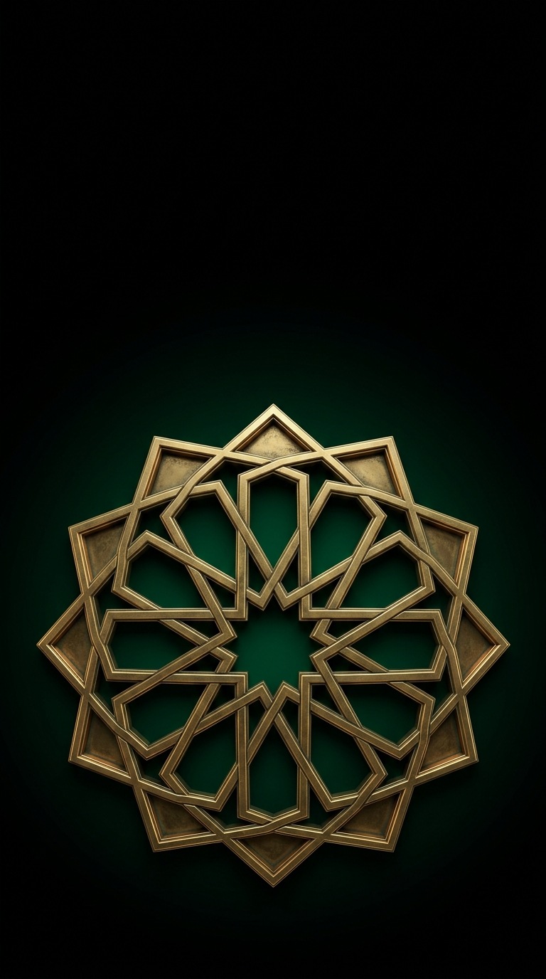 An islamic geometric star sculpted from polished brass.
