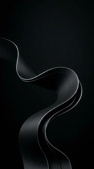 A matte black abstract ribbon with silver edge light.