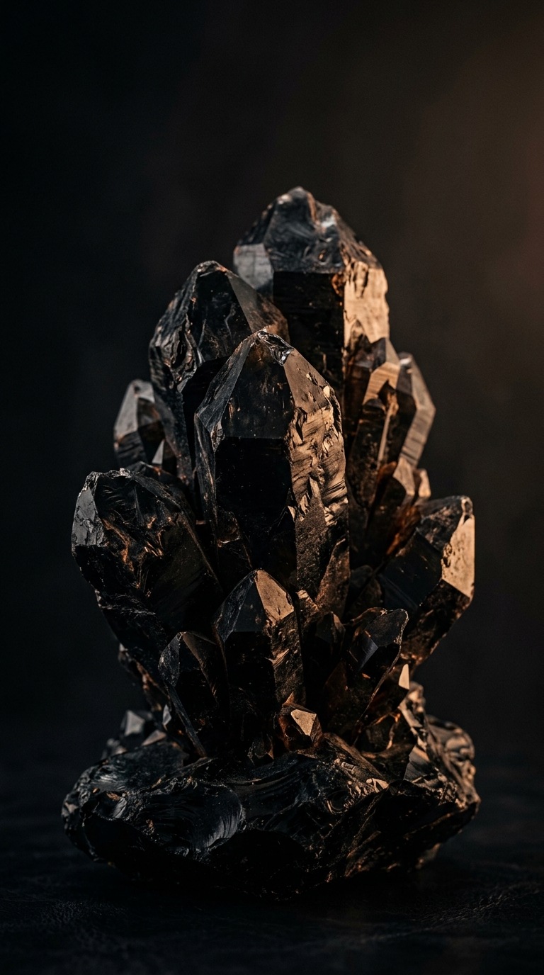 An obsidian crystal cluster.