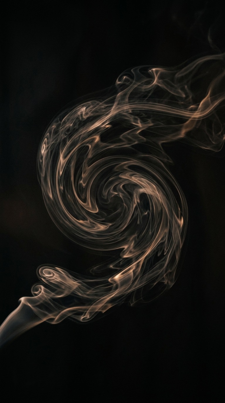 A smokey black abstract spiral.