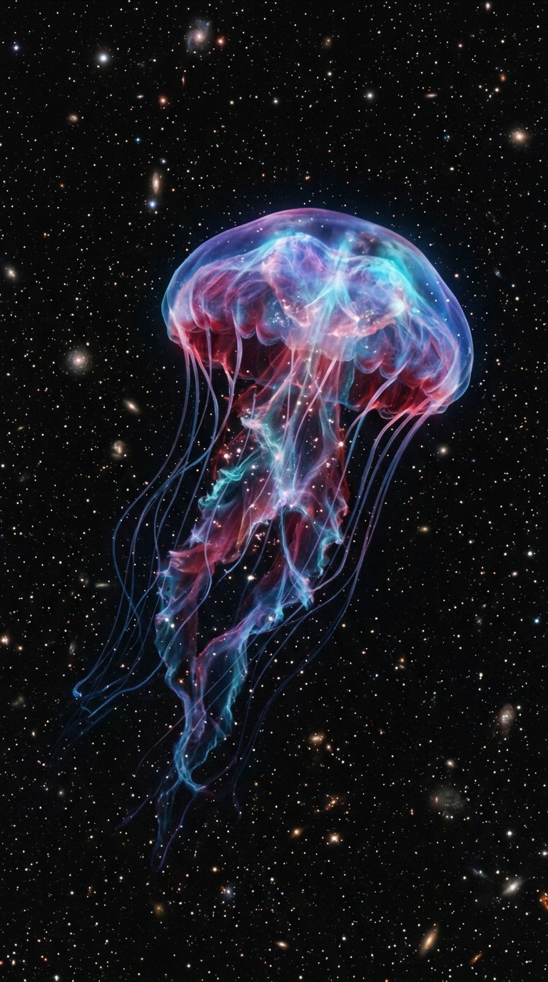 A cosmic jellyfish-shaped nebula.