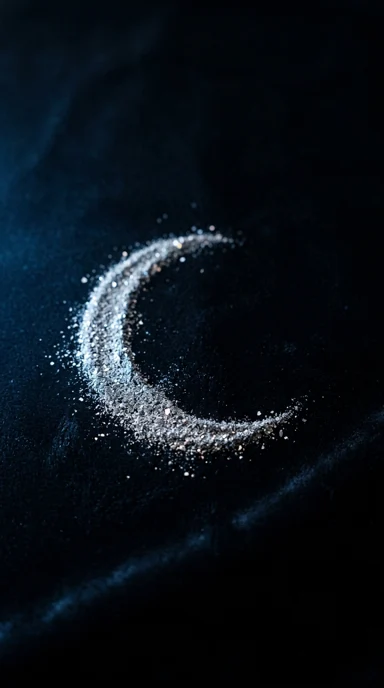 A crescent of silver dust on black velvet.