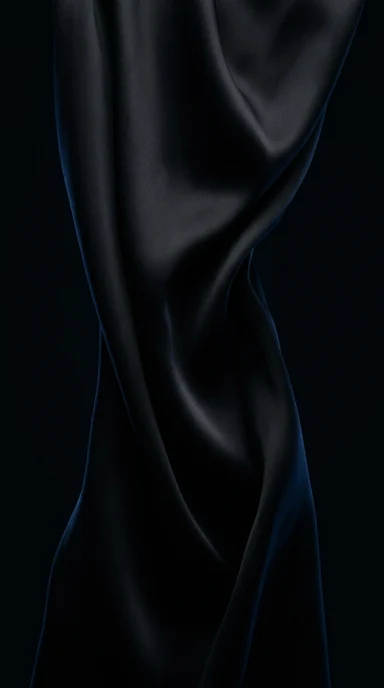 A folded black silk fabric with soft highlights.