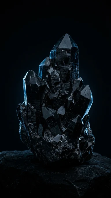 An obsidian crystal cluster.