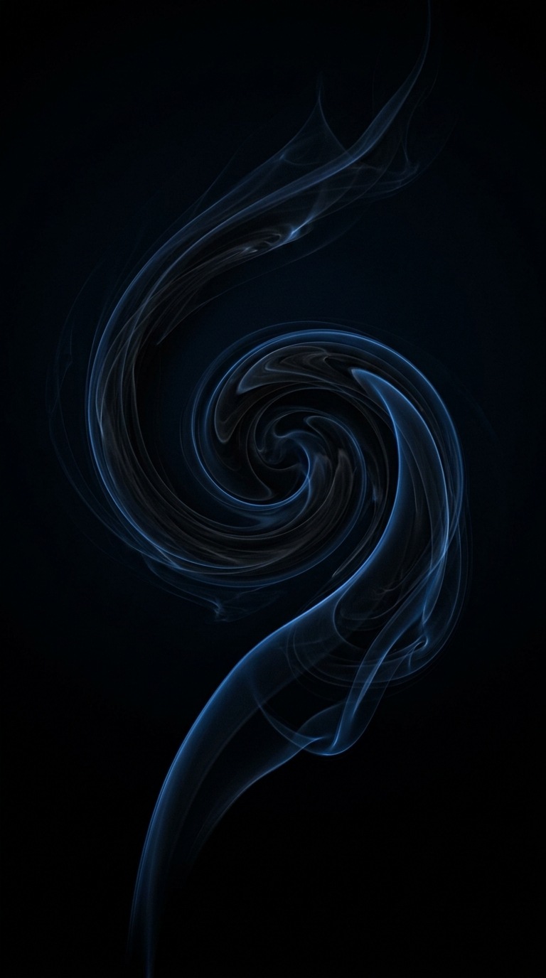 A smokey black abstract spiral.