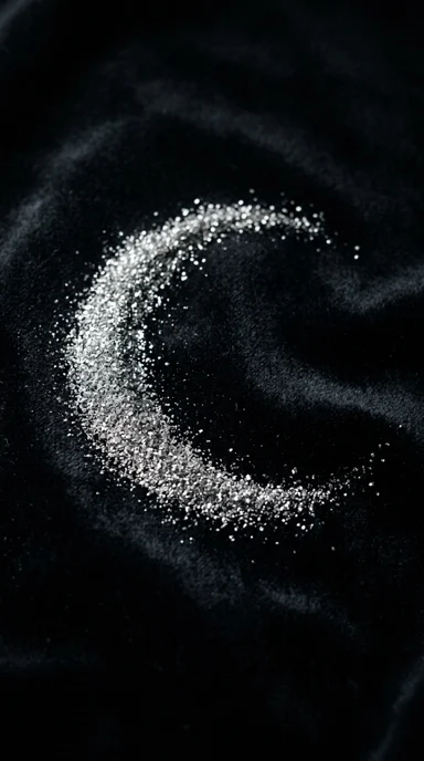 A crescent of silver dust on black velvet.