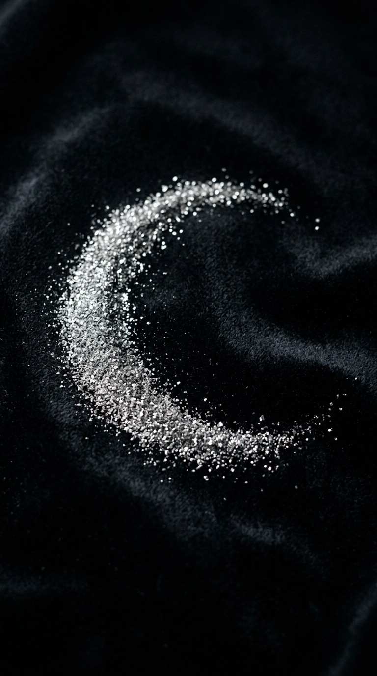 A crescent of silver dust on black velvet.