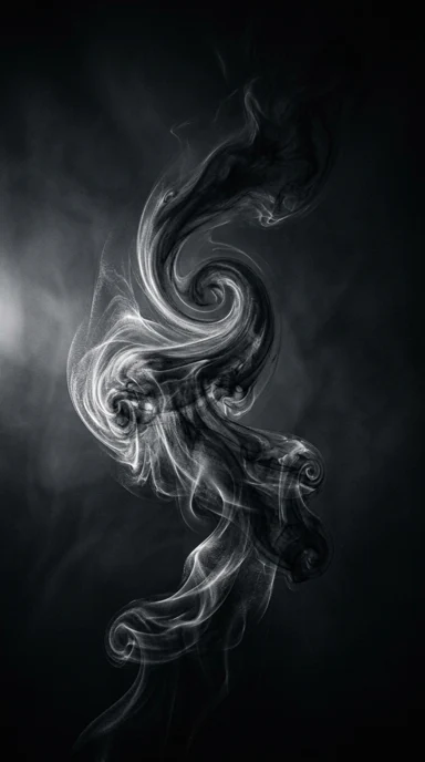 A smokey black abstract spiral.