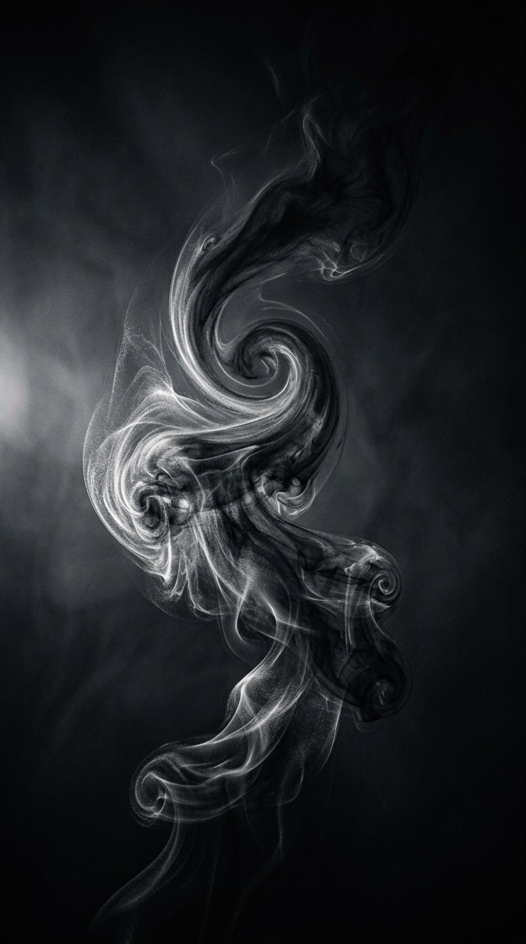 A smokey black abstract spiral.