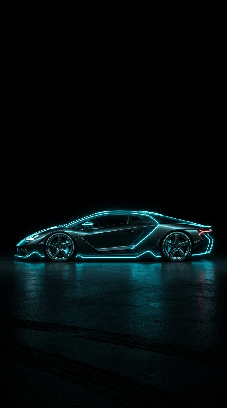 A futuristic sports car silhouette.