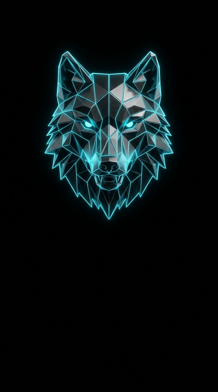 A geometric wolf head.
