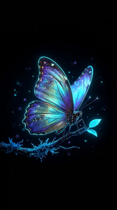 An iridescent butterfly.
